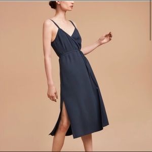 Aritzia Black Linen Wrap Dress